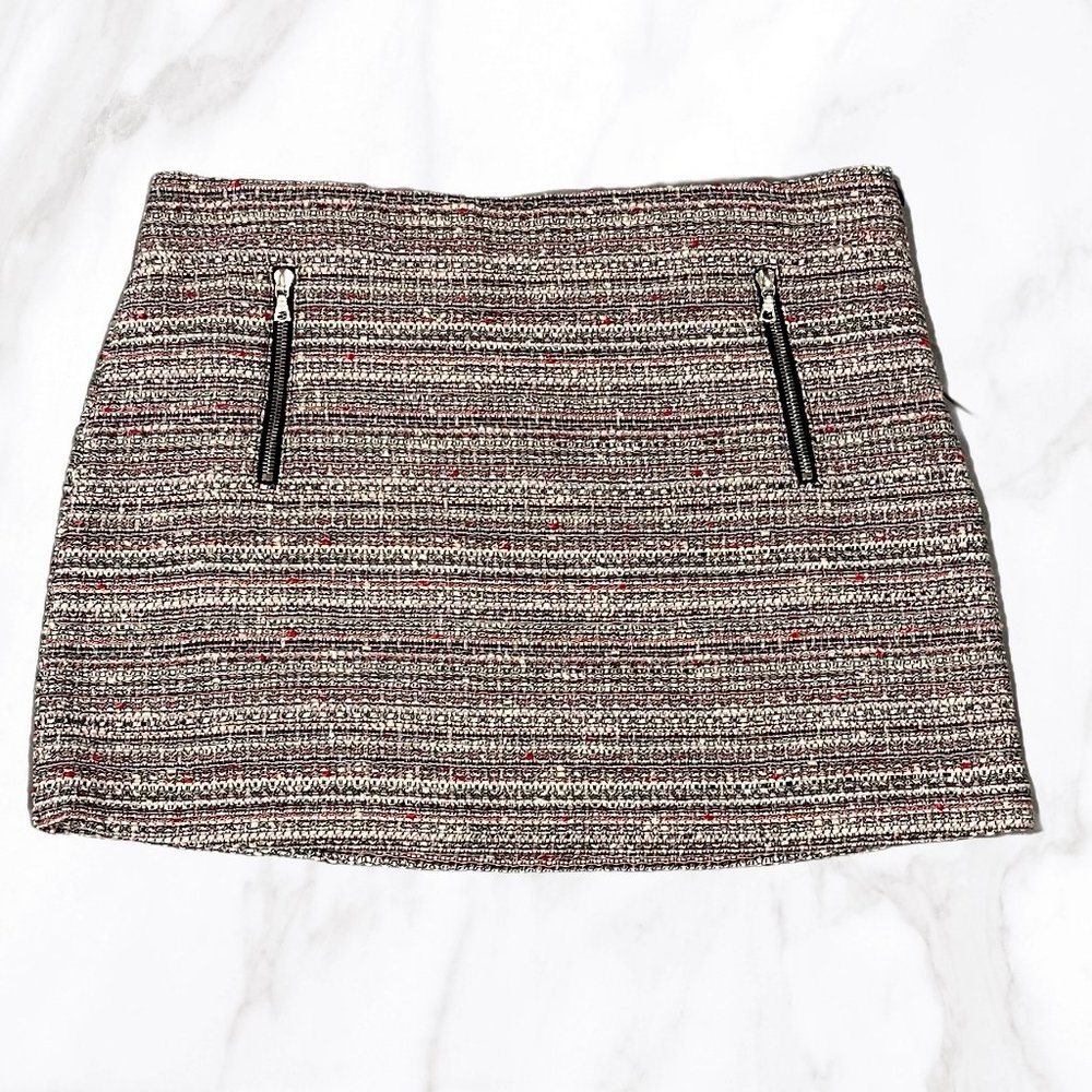 Veronica Beard Women's Red, White & Blue Tweed Mini‎ Skirt, Size 4 (XL)
